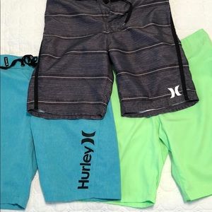 3 Pairs of Hurley board shorts.. Size 12.